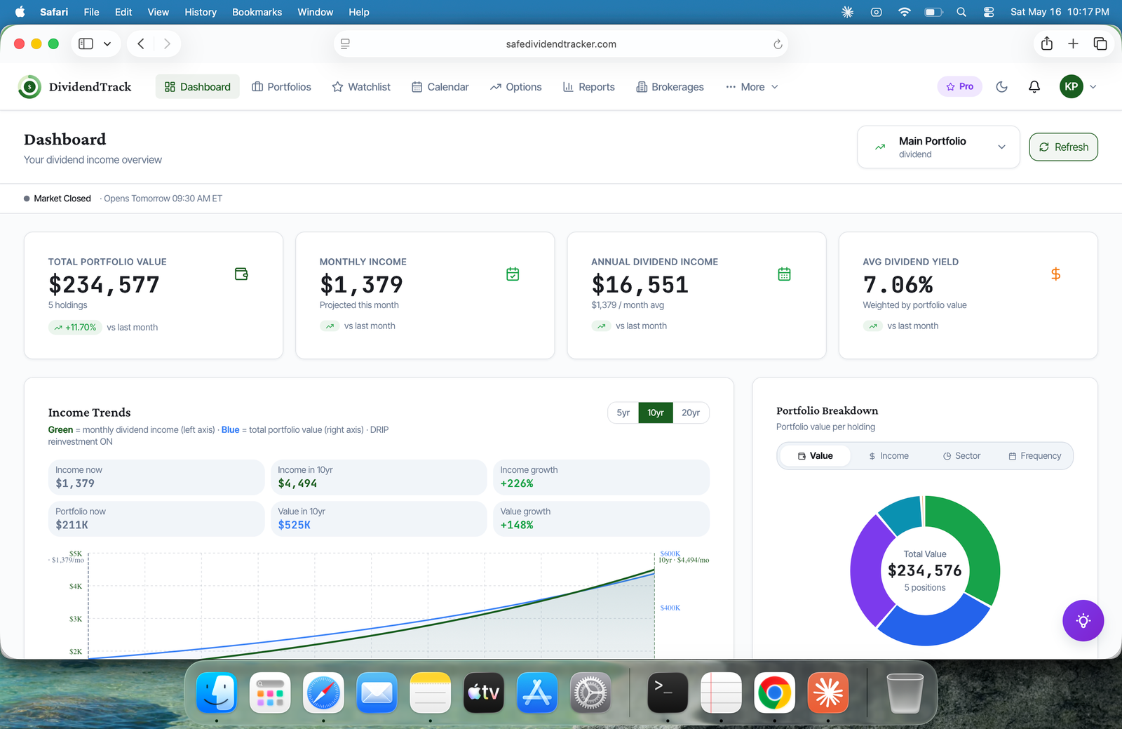 Safe Dividend Tracker Dashboard